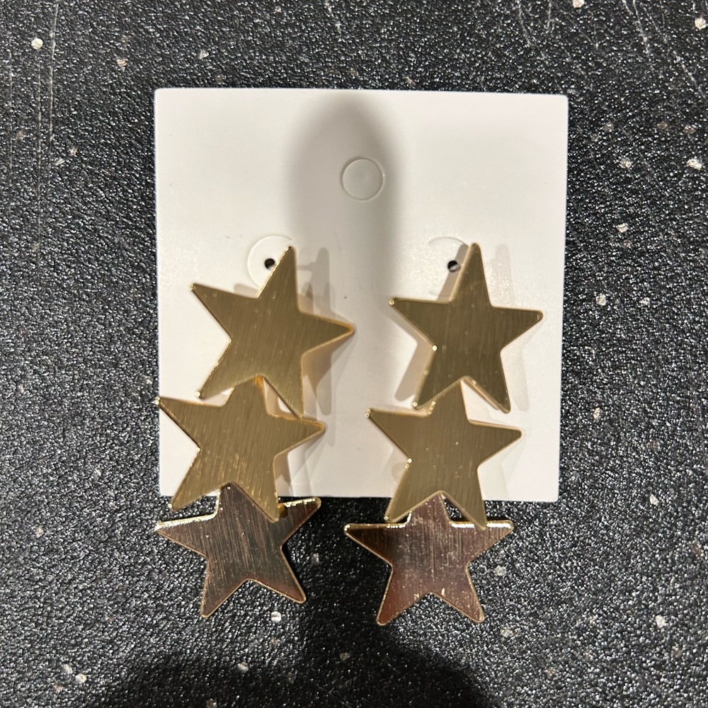 Gold start trio earrings